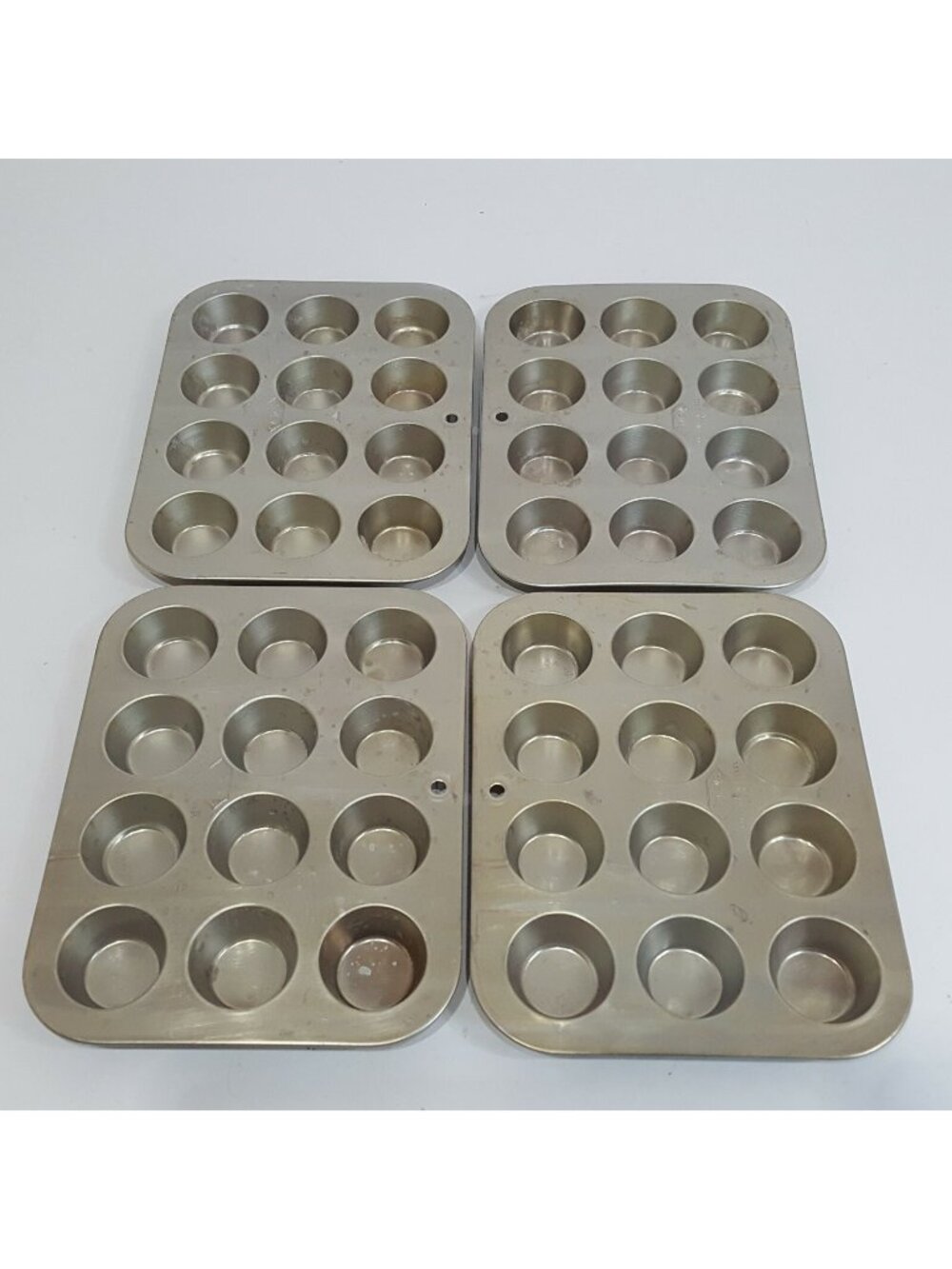 Set 4 Vint Aluminum 12 Mini Muffin Cupcake Baking Pans Foley Pastry Dessert